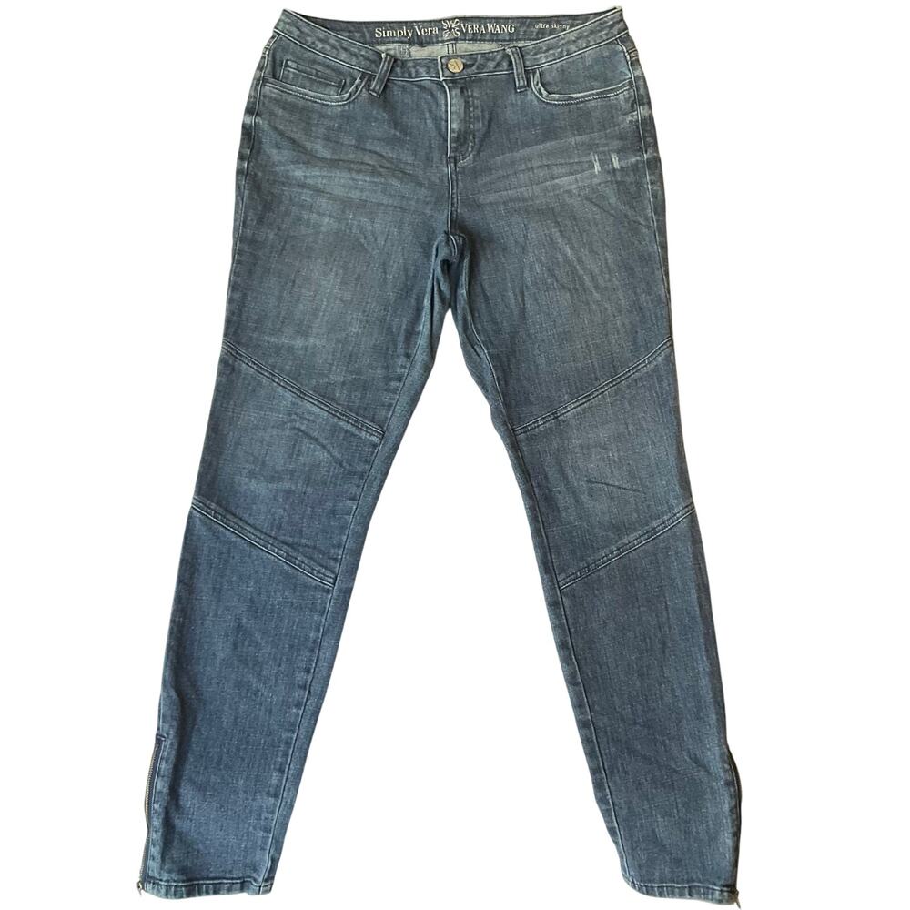 Simply Vera Vera Wang Women Skinny Jeans size 10 Blue Mid Rise Stretch Zip Ankle